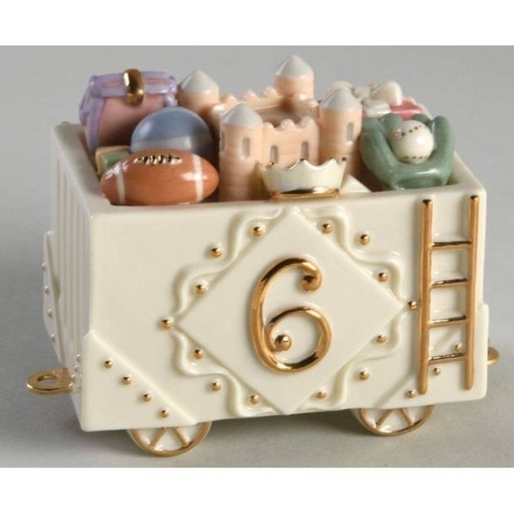Lenox Happy Birthday Express SENSATIONAL SIX Ivory Porcelain Train Car 24K Gold